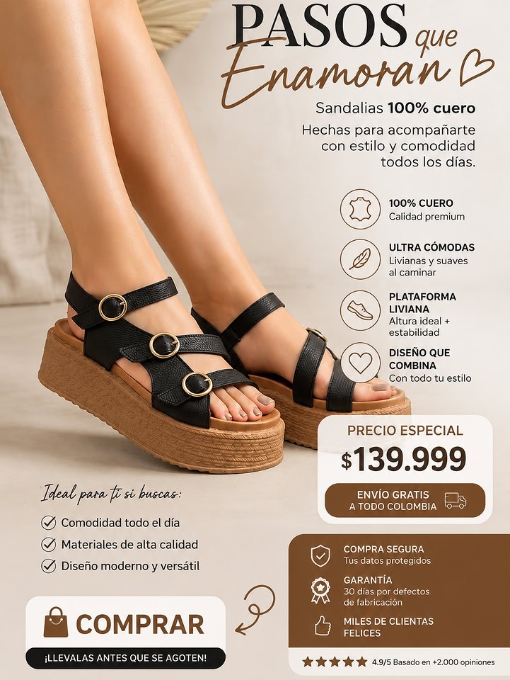 SANDALIA DAMA 💯%CUERO     